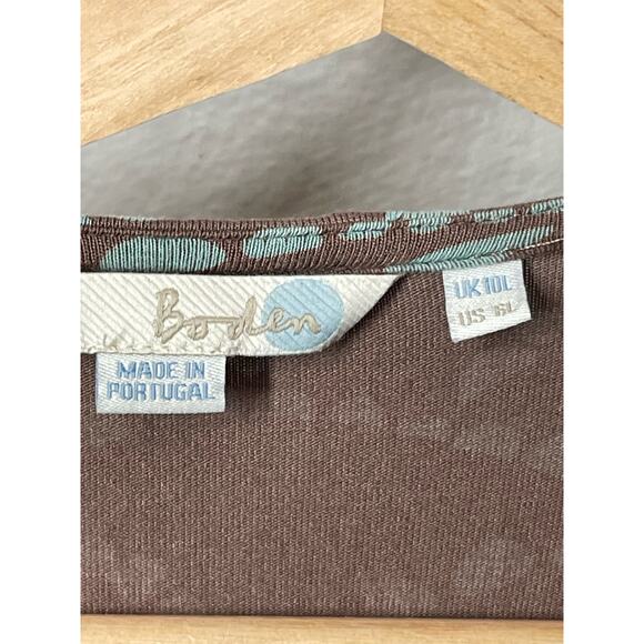 Boden Paris Jersey Faux Wrap Dress Brown Blue 6 LONG V-Neck Tie Sleeve Midi - Picture 4 of 6